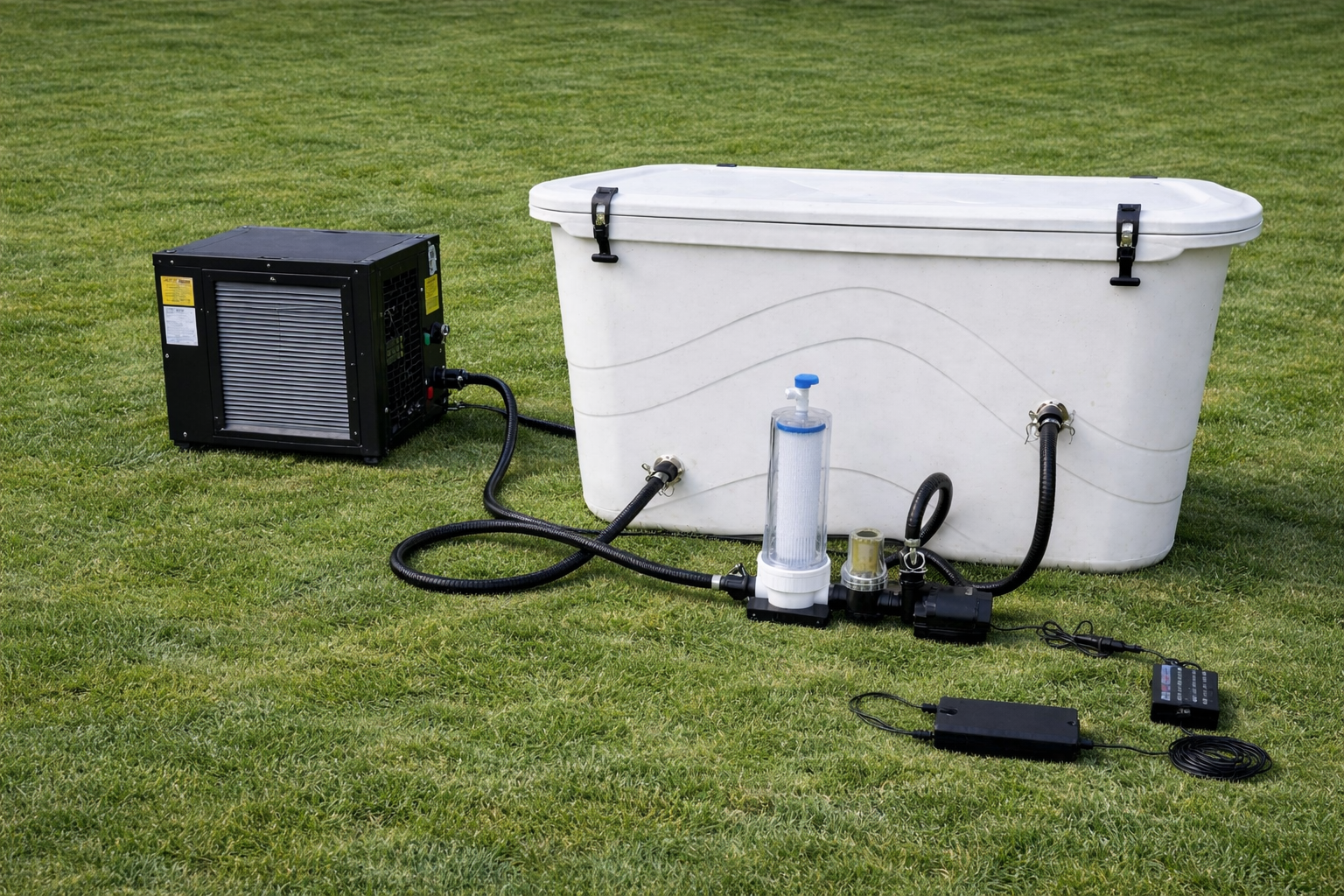 Frozin Complete Cold Plunge System - White Granite