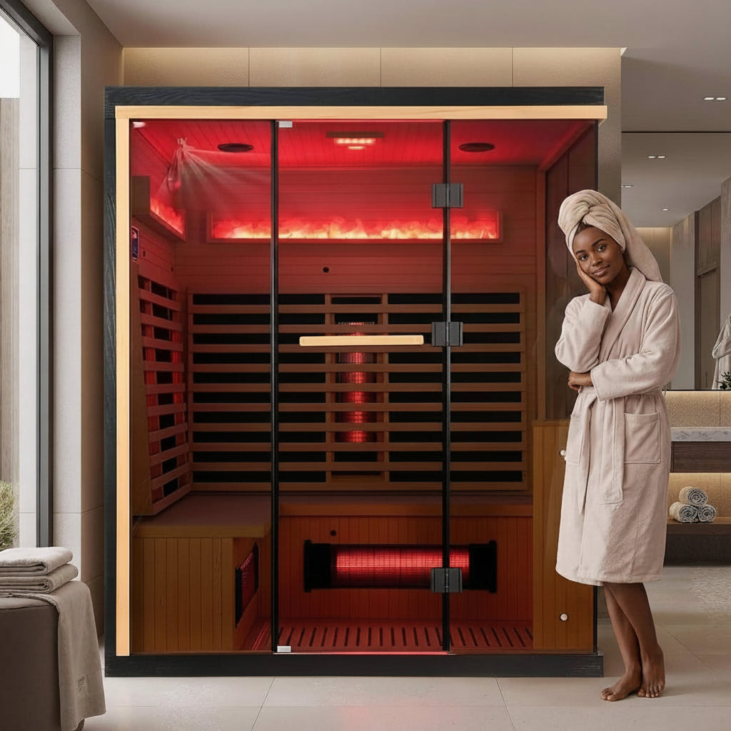 WellNest Rövia Ember 4-Person Full-Spectrum Infrared Sauna With Himalayan Salt Panels [Made-To-Order]