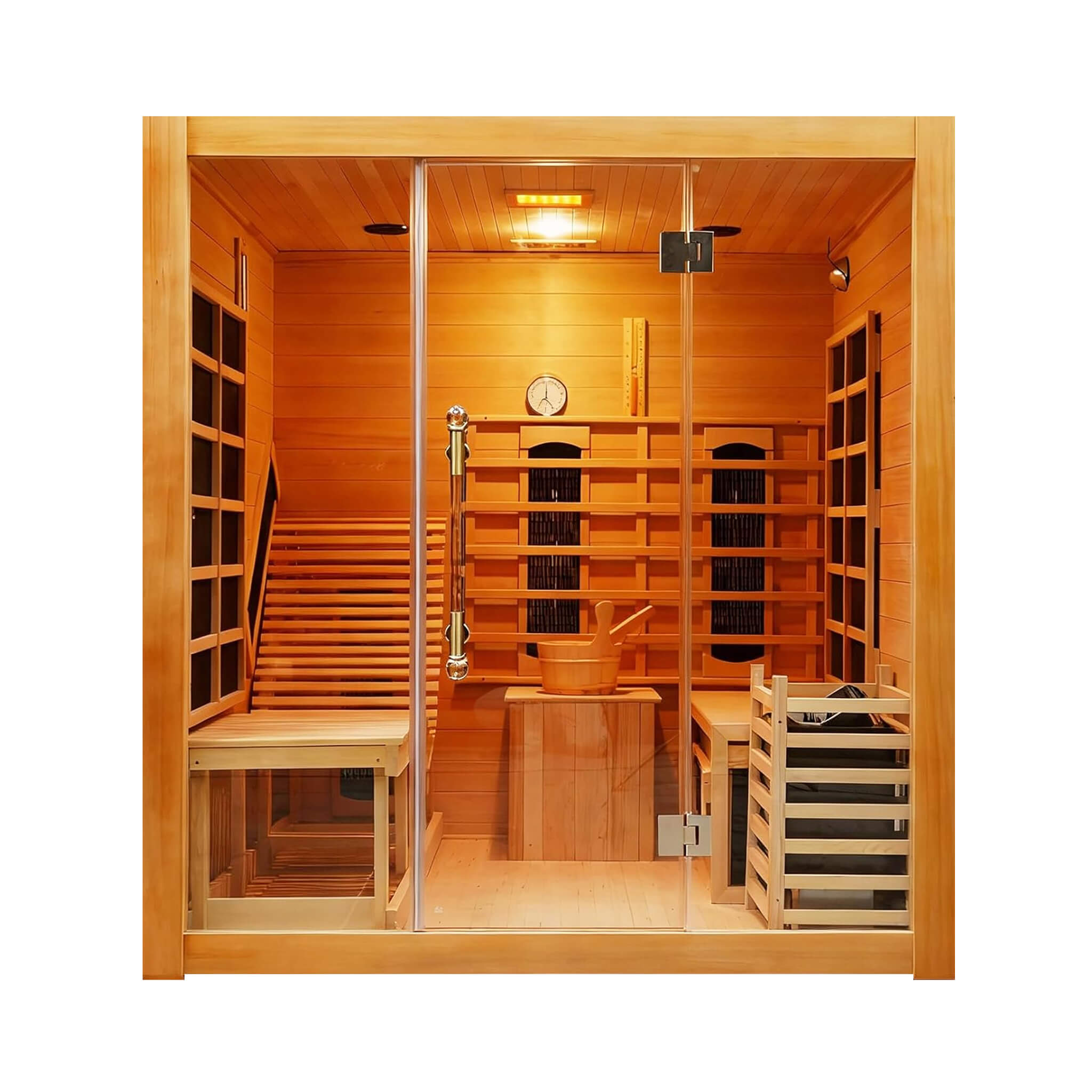 WellNest Rövia Oasis 3-Person Indoor Hybrid Sauna Room With Built-In Lounge Chair [Made-To-Order]