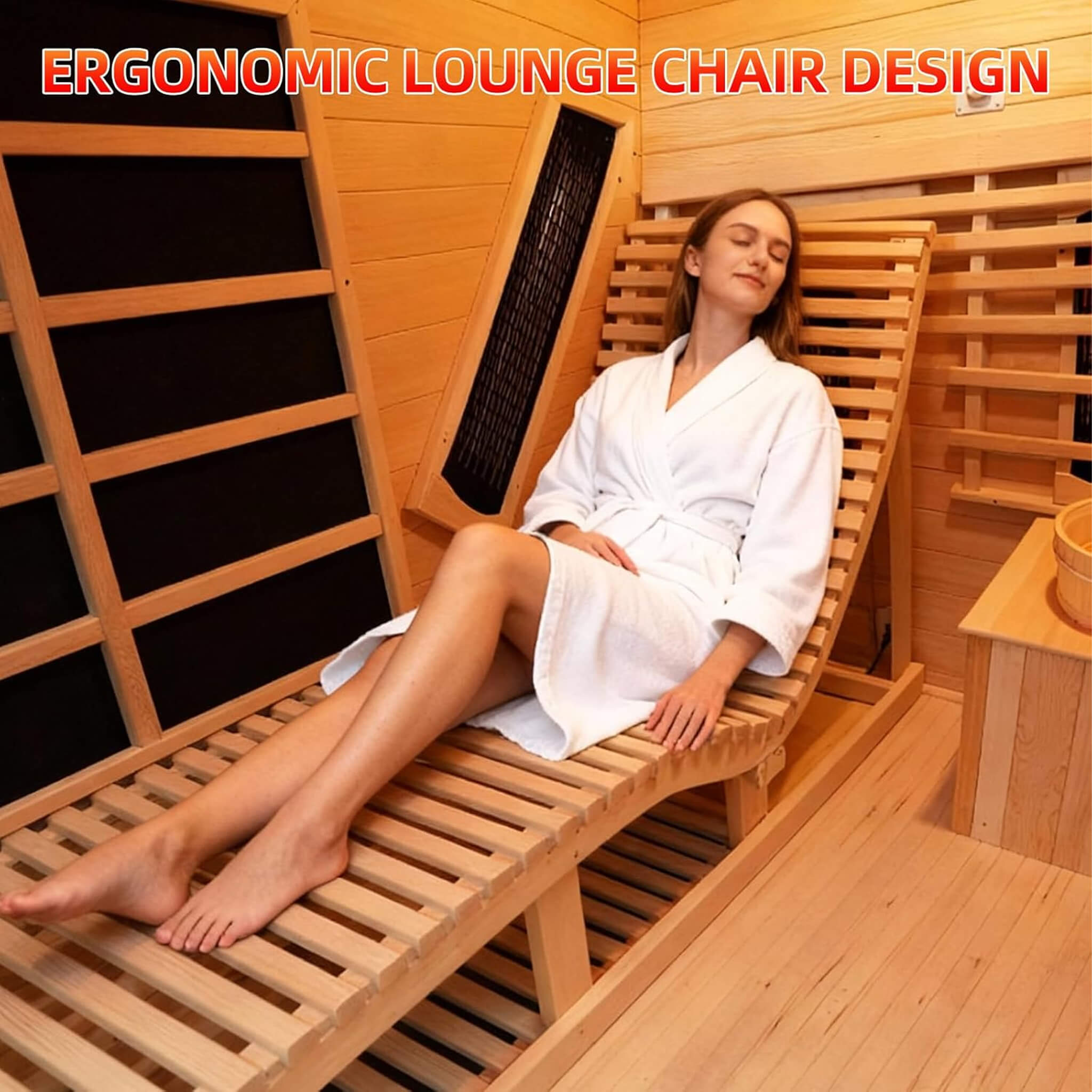 WellNest Rövia Oasis 3-Person Indoor Hybrid Sauna Room With Built-In Lounge Chair [Made-To-Order]