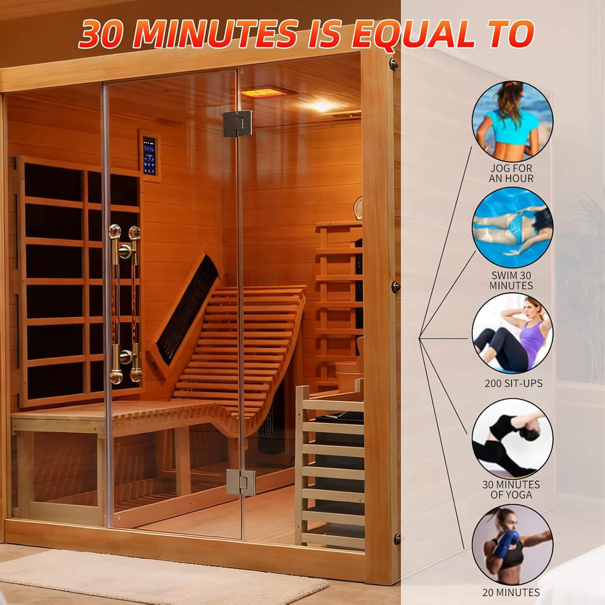 WellNest Rövia Oasis 3-Person Indoor Hybrid Sauna Room With Built-In Lounge Chair [Made-To-Order]
