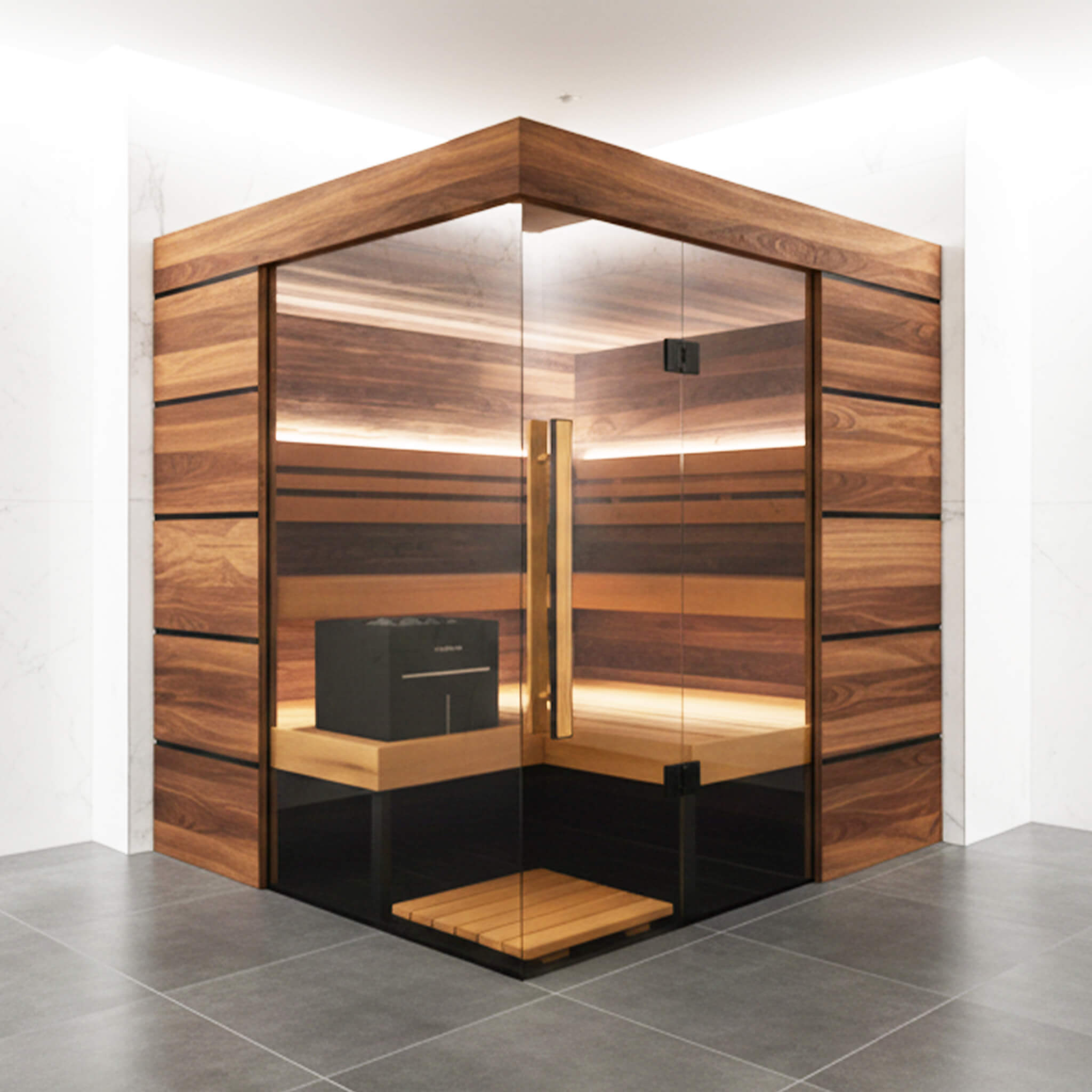 WellNest ThermaSol Astra™ | 4-Person Indoor Semi Panoramic Glass Sauna Cabin [Made-To-Order]
