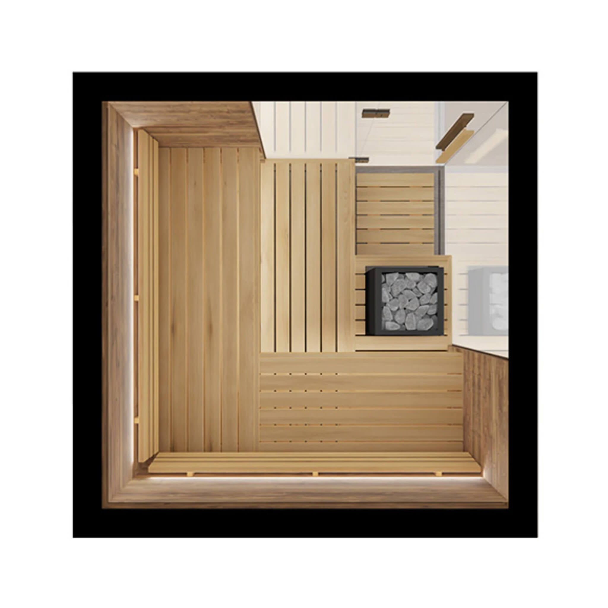 WellNest ThermaSol Astra™ | 4-Person Indoor Semi Panoramic Glass Sauna Cabin [Made-To-Order]