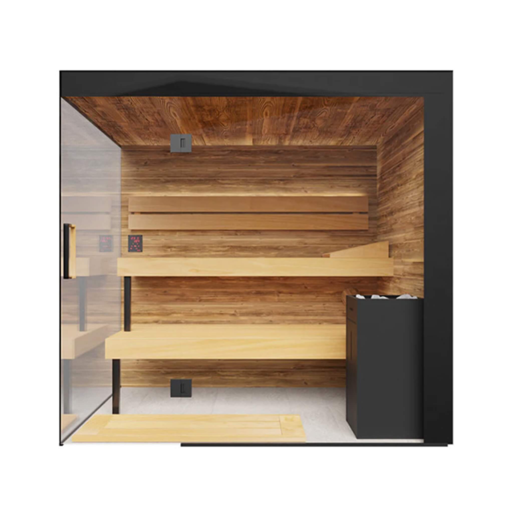 WellNest ThermaSol Lumaria™ | 2-5 Person Indoor Glass Sauna Cabin