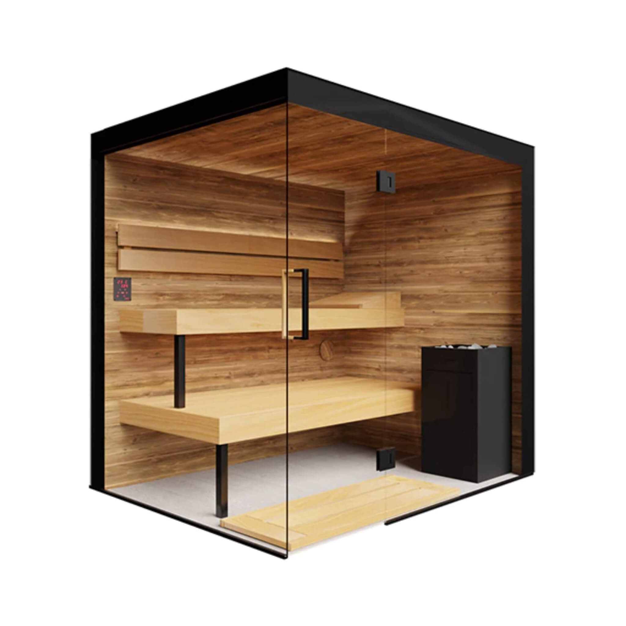 WellNest ThermaSol Lumaria™ | 2-5 Person Indoor Glass Sauna Cabin