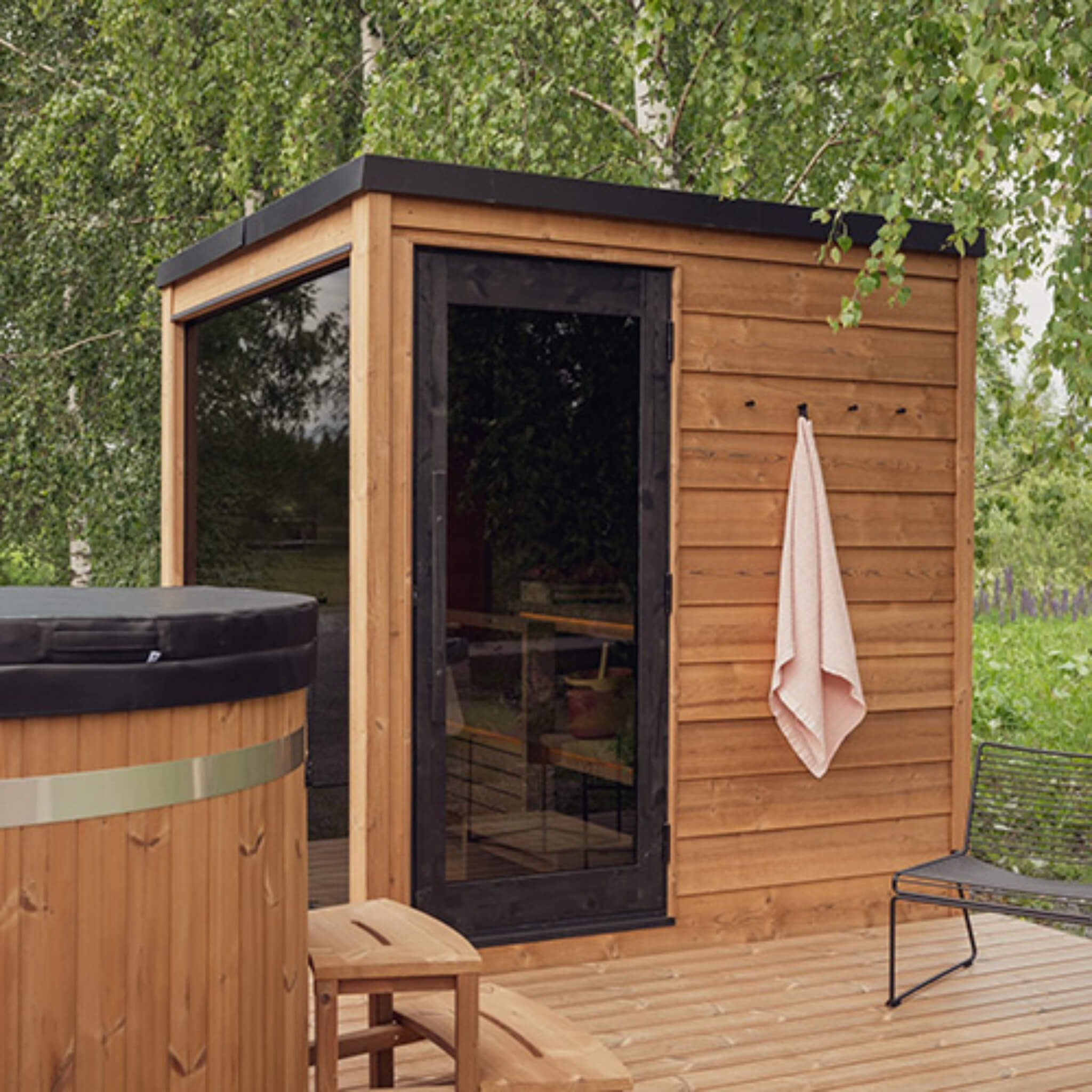 WellNest ThermaSol Nordic Dawn™ | 4-Person Fully-Assembled Outdoor Sauna Cabin [Made to Order] [Made to Order]