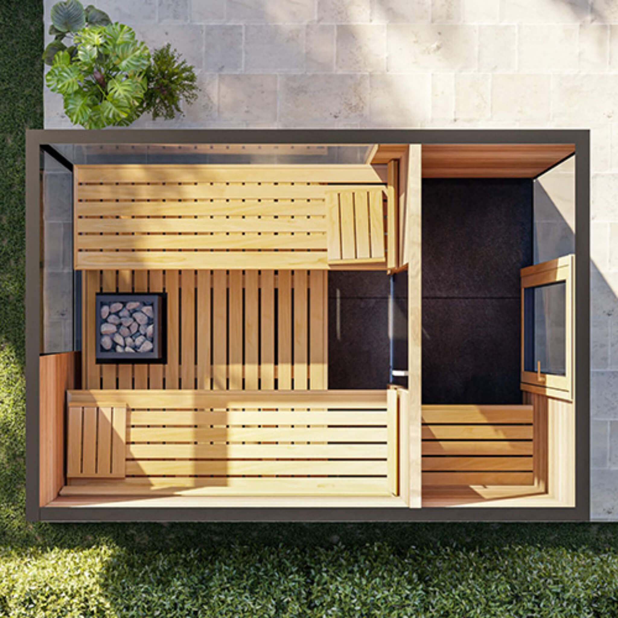 WellNest ThermaSol Ombra™  | 5-Person Fully-Assembled Outdoor Sauna Cabin [Made-To-Order]
