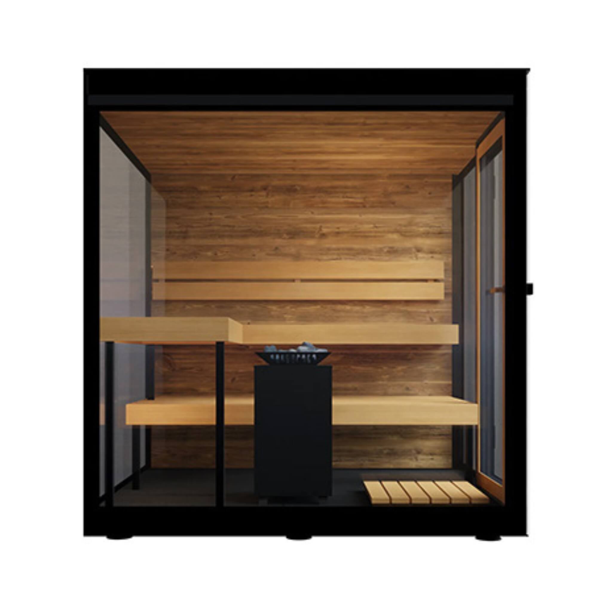 WellNest ThermaSol Vue™ | 4-Person Outdoor Mirrored Glass Sauna - Fully Assembled [Made-To-Order]